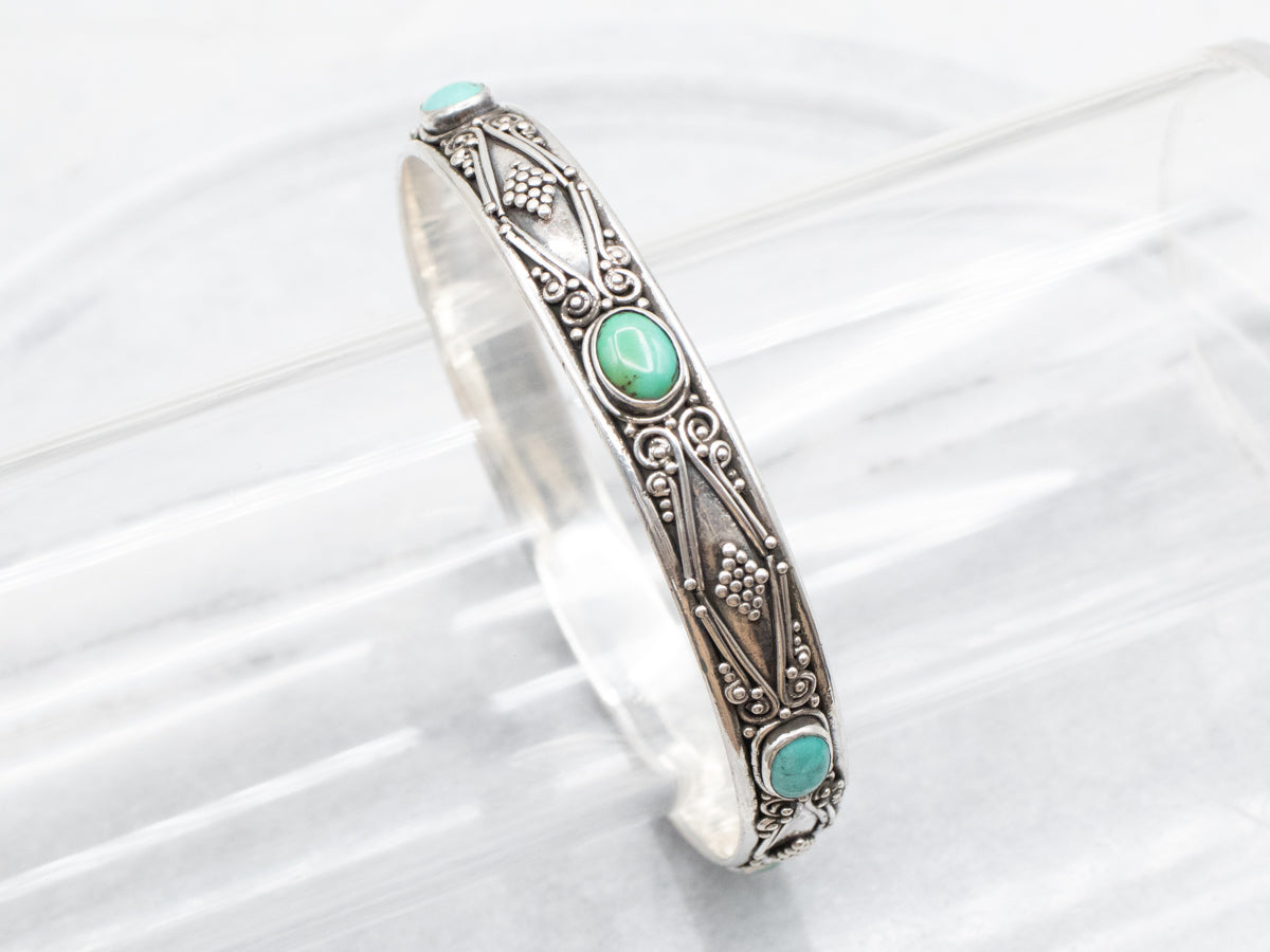 Brilliant Blue Turquoise and Sterling Silver cheapest Bangle Bracelet.