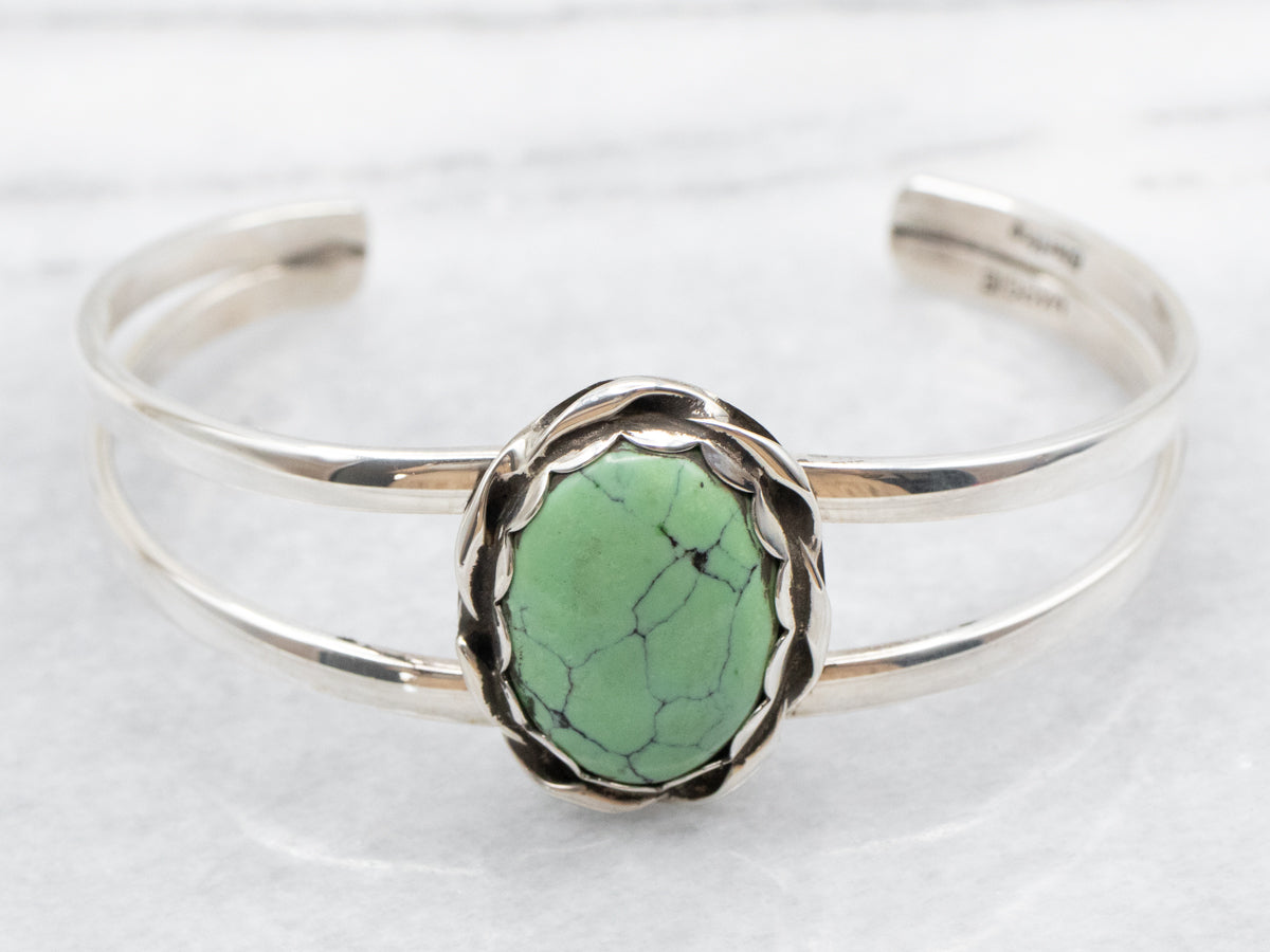 Sterling Silver Soft Green Turquoise Cuff Bracelet