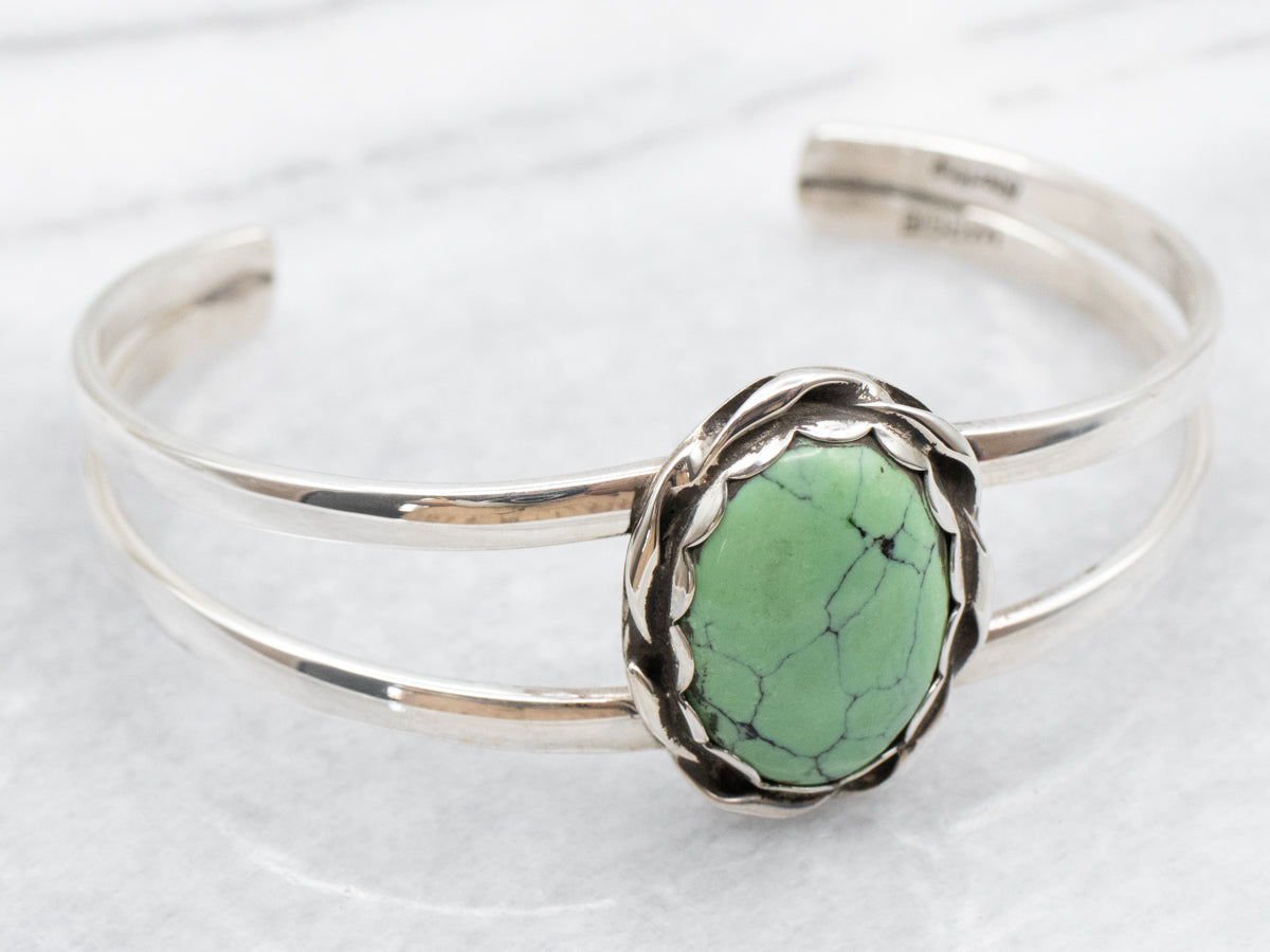 Sterling Silver Soft Green Turquoise Cuff Bracelet