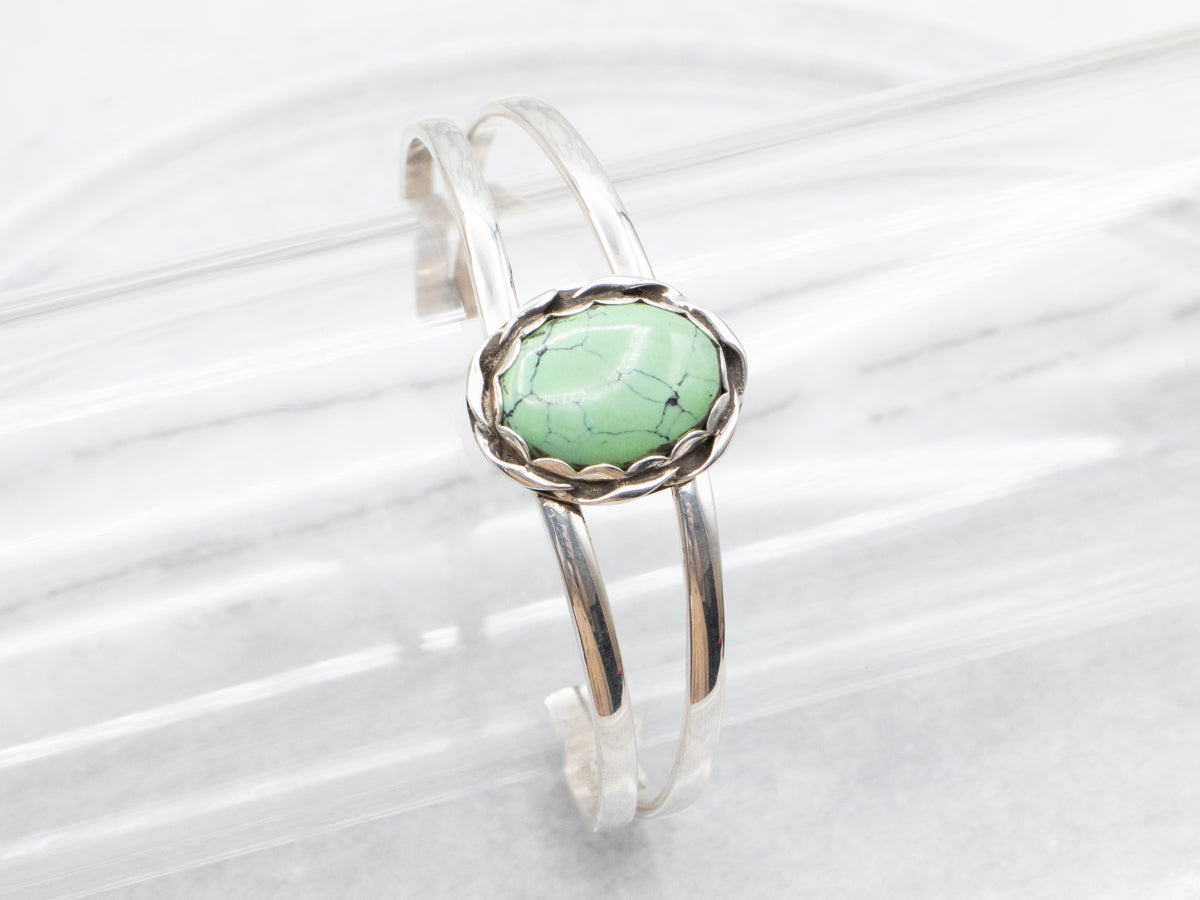 Sterling Silver Soft Green Turquoise Cuff Bracelet