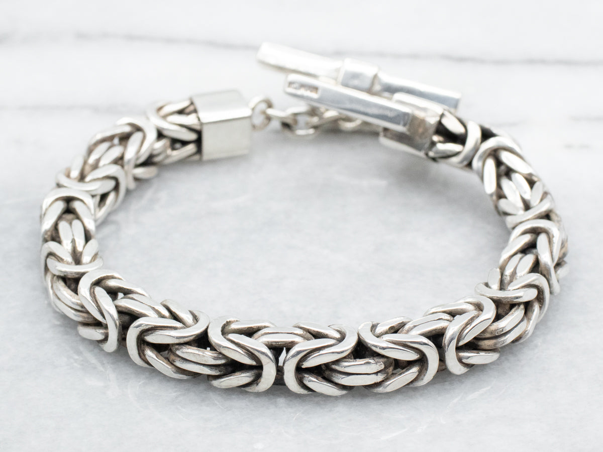Sterling Silver Heavy Byzantine Chain Bracelet