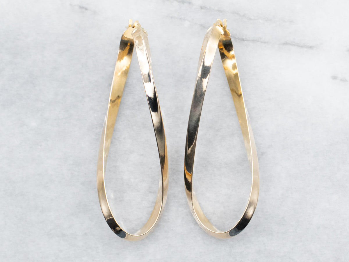 Elongated Loop Hoop Earrings