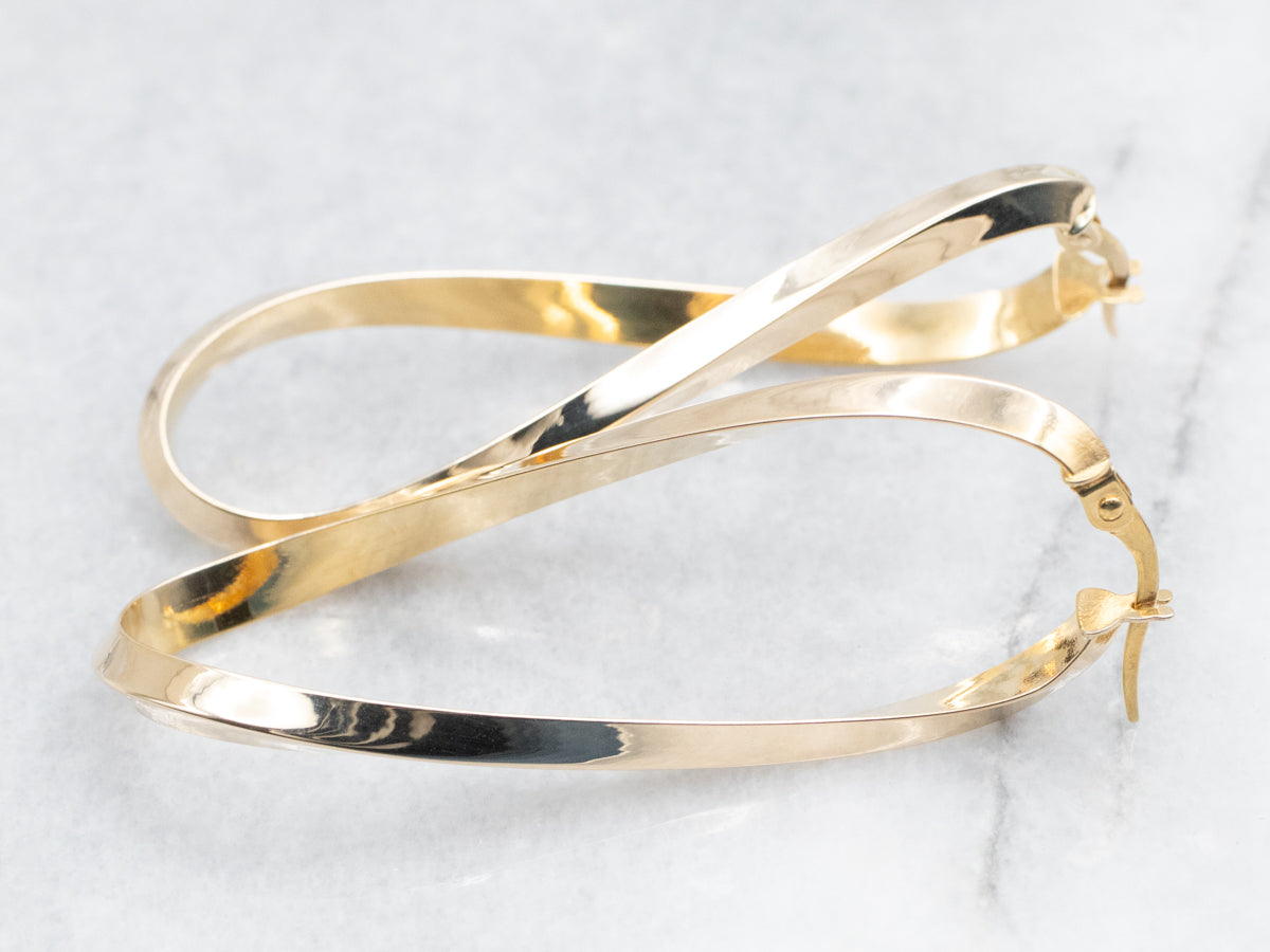 Elongated Loop Hoop Earrings