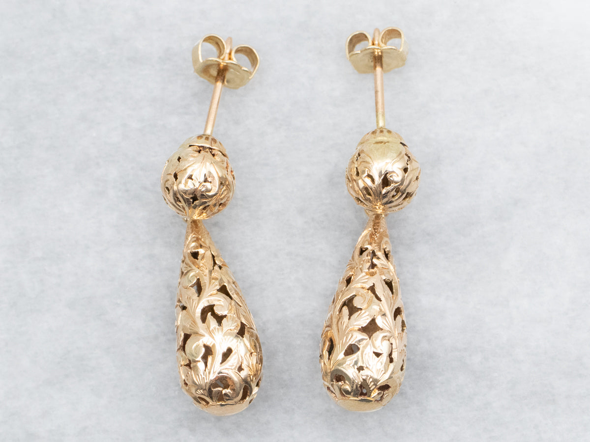 Openwork Teardrop Shaped Drop Earrings