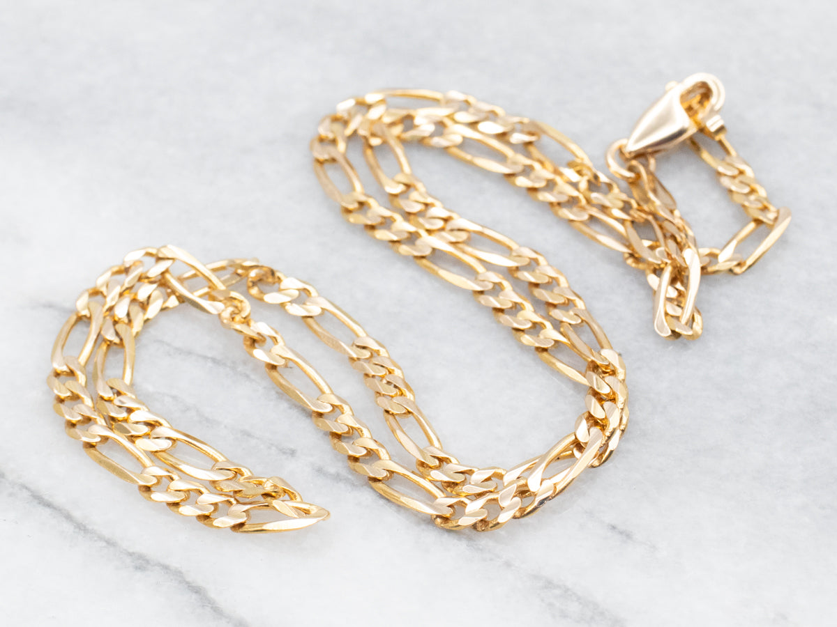 Yellow Gold Figaro Chain with Lobster Clasp