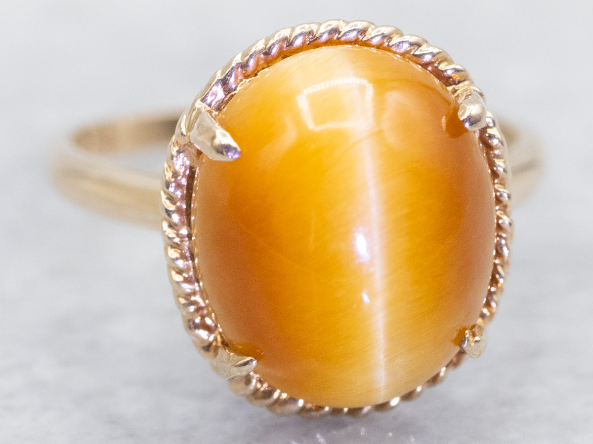 Tiger's Eye Solitaire Ring