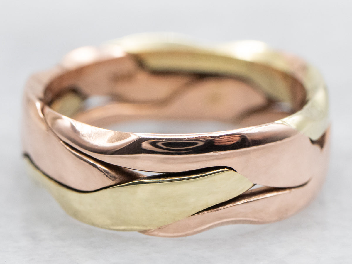 Two Tone Gold Wave Band