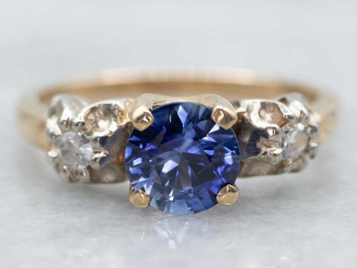 Sapphire and Diamond Three Stone Ring