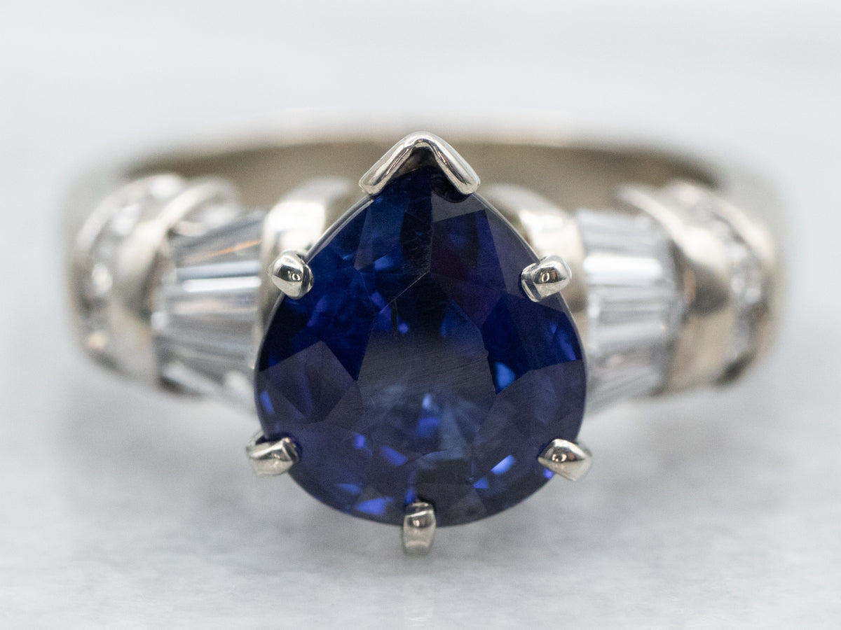 Modern Pear Cut Sapphire Engagement Ring