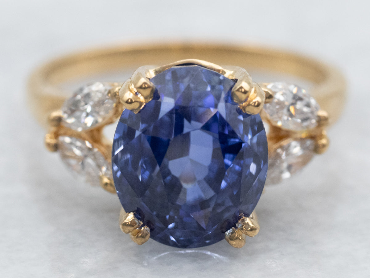 High-End Sapphire and Diamond Engagement Ring