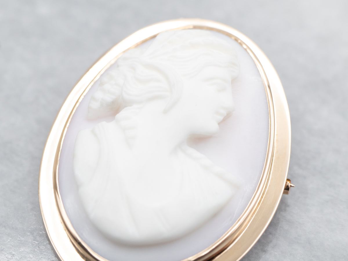 Broche de cameo vintage con marco simple