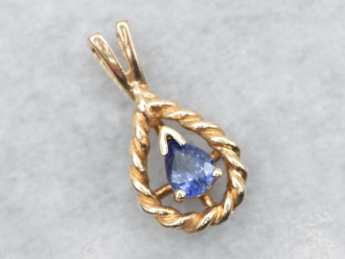 Teardrop Gold Sapphire Solitaire Pendant