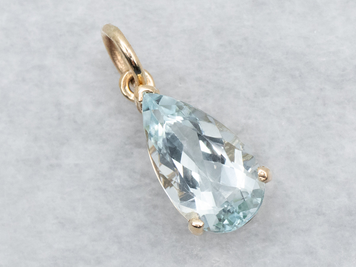 Teardrop Aquamarine Solitaire Pendant