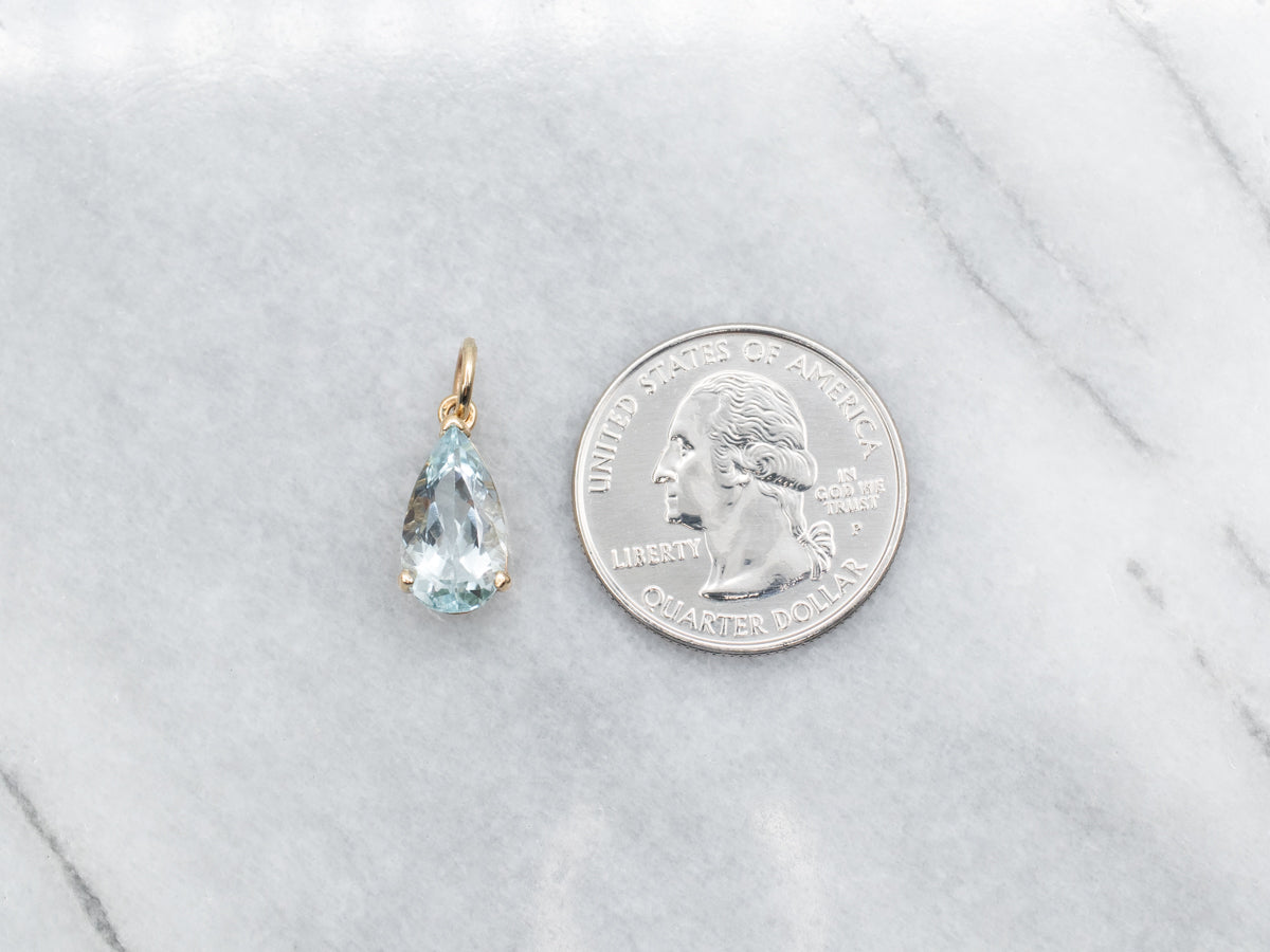 Teardrop Aquamarine Solitaire Pendant