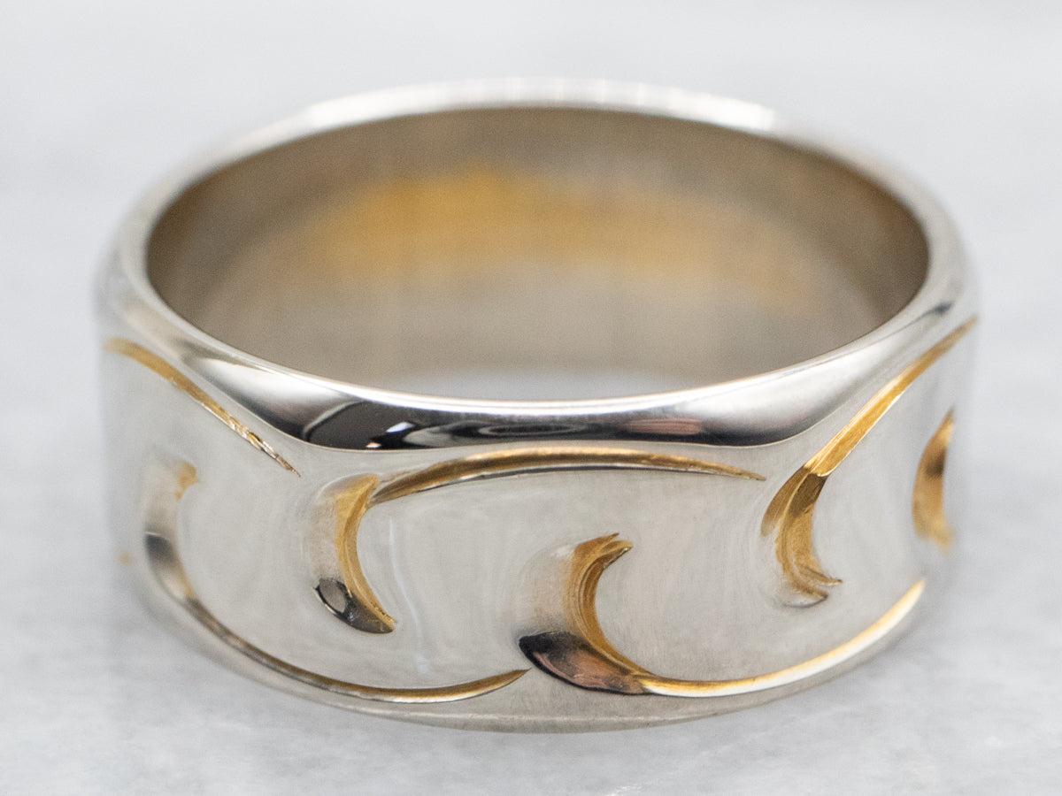 Wide Gold Pattern Wedding Band