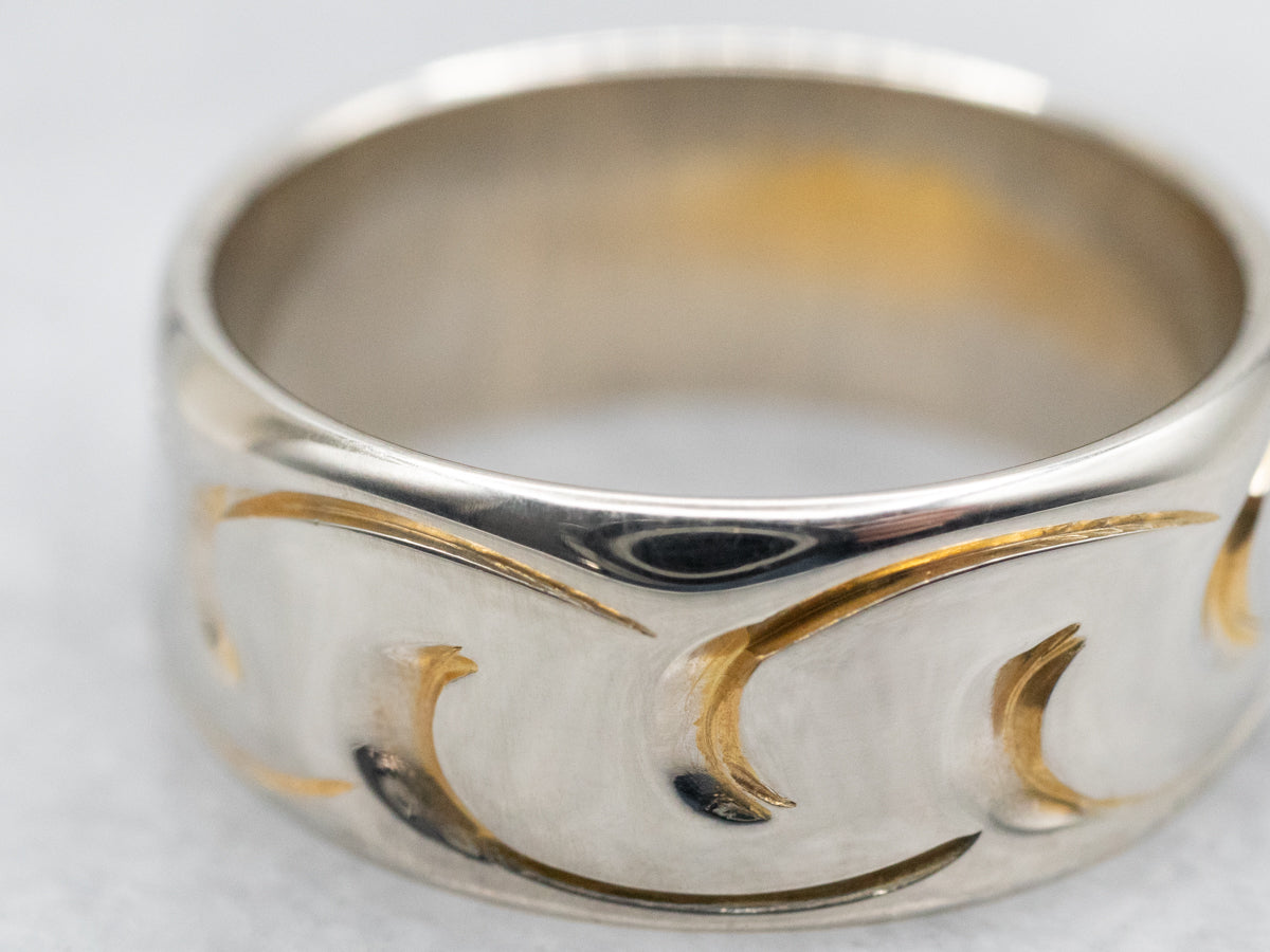 Wide Gold Pattern Wedding Band