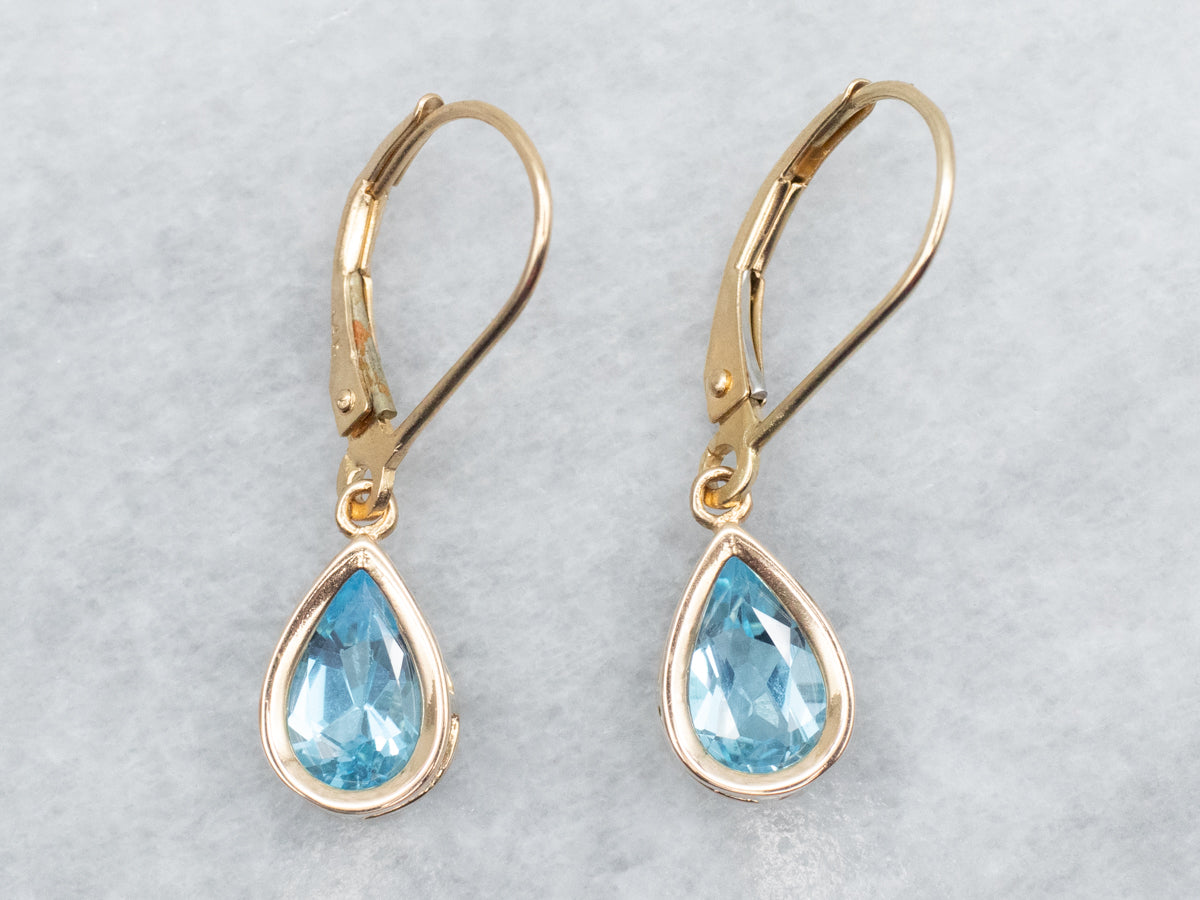 Pear Cut Blue Topaz Drop Earrings