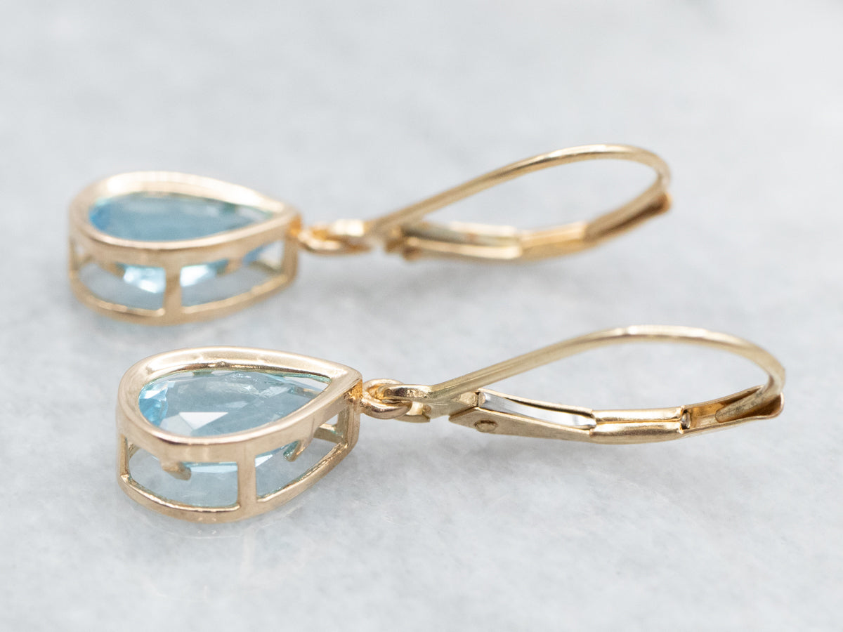 Pear Cut Blue Topaz Drop Earrings