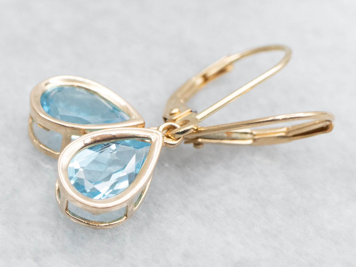 Pear Cut Blue Topaz Drop Earrings