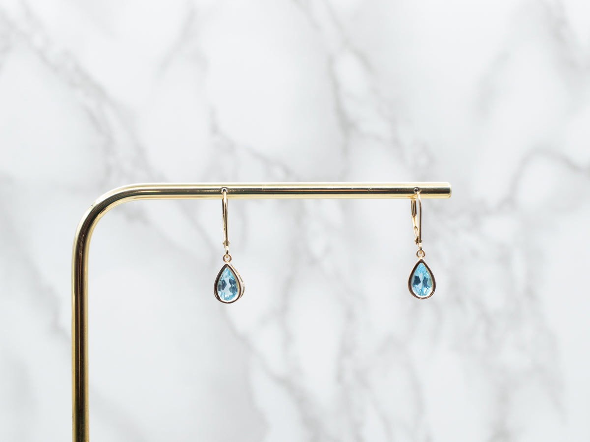 Pear Cut Blue Topaz Drop Earrings