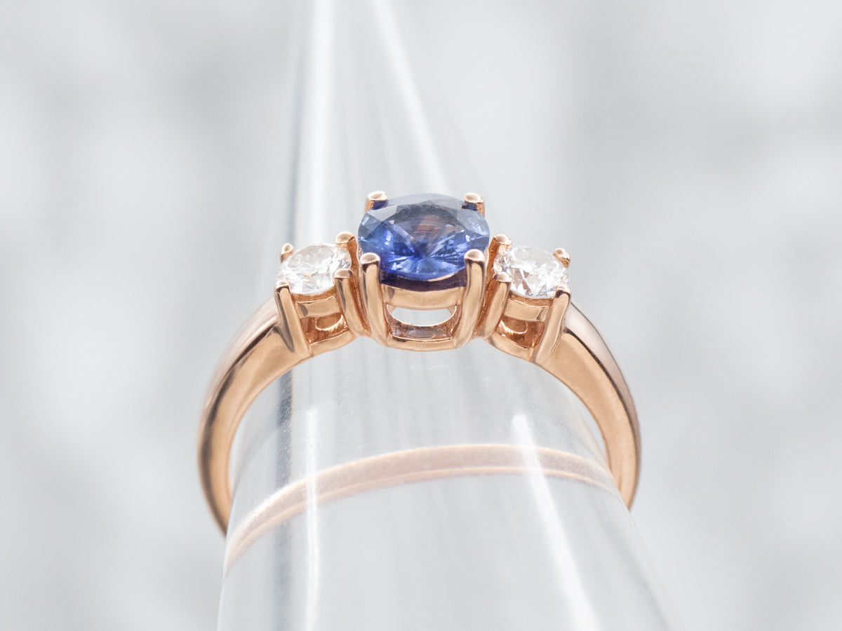 Rose Gold Sapphire and Diamond Engagement Ring