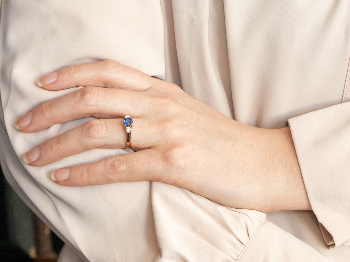 Rose Gold Sapphire and Diamond Engagement Ring