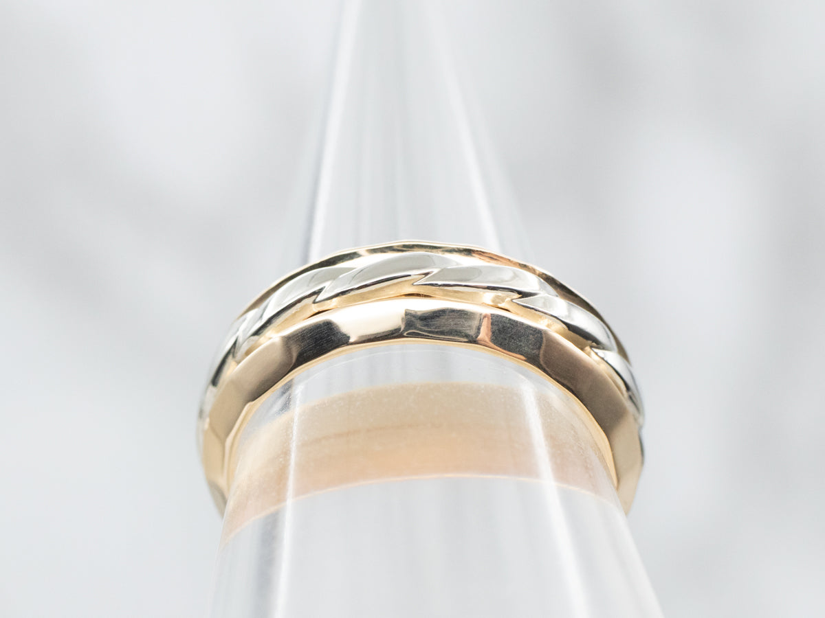 Two Tone Yellow and White Gold Twist Wedding Band