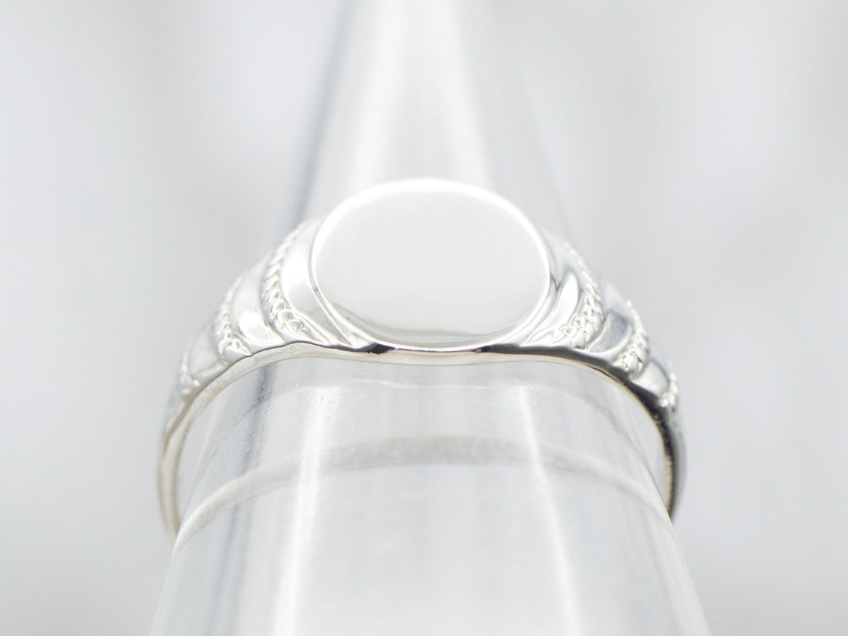 White Gold Oval Signet Ring