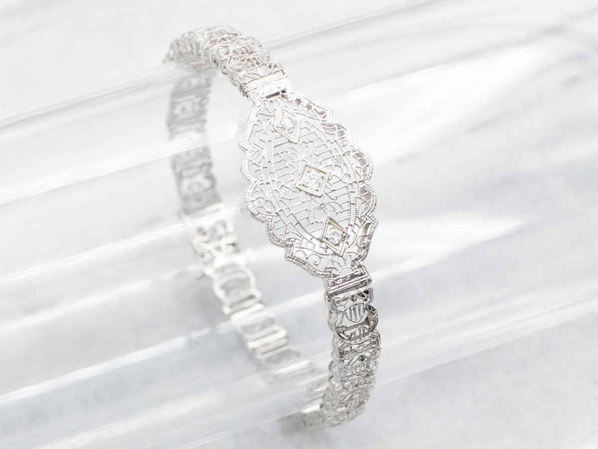 Art Deco Diamond Filigree Bracelet