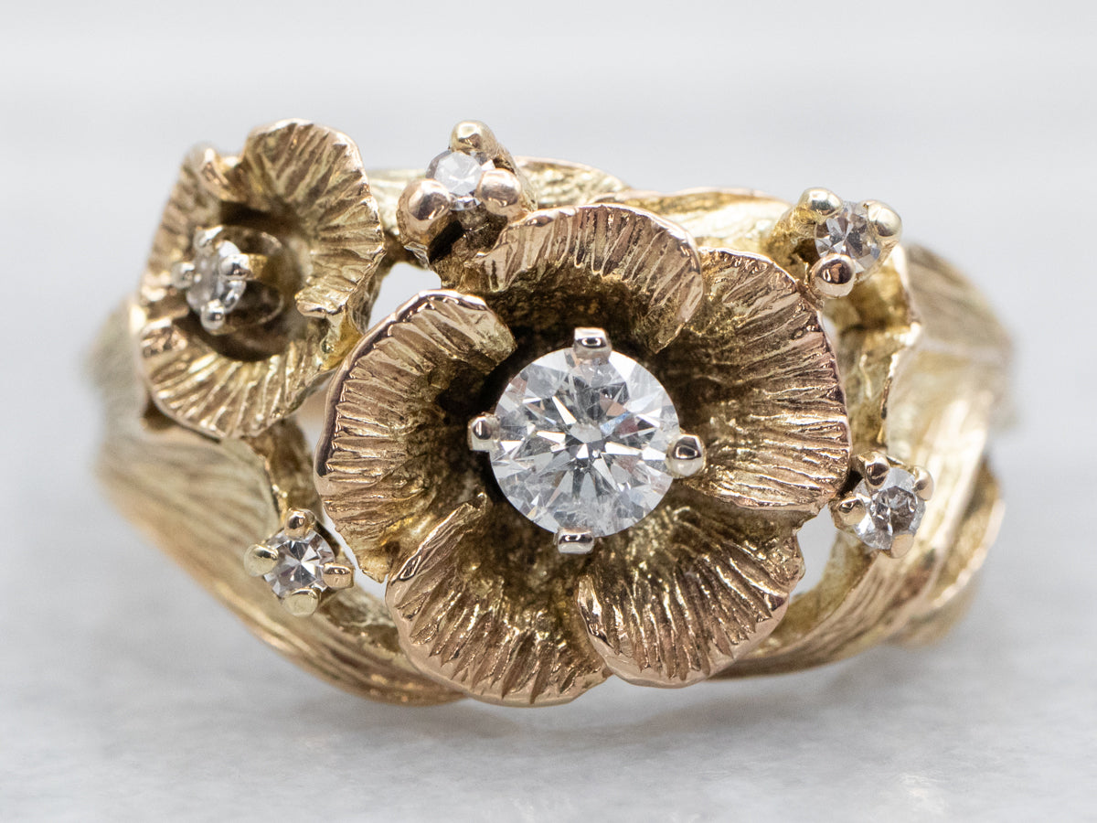 Diamond outlets Flower Gold Ring