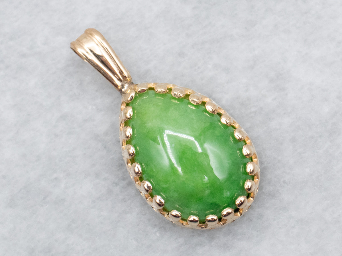 Teardrop Jadeite Solitaire Pendant