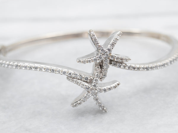 Store Jewel encrusted Starfish Hinged Cuff Bracelet