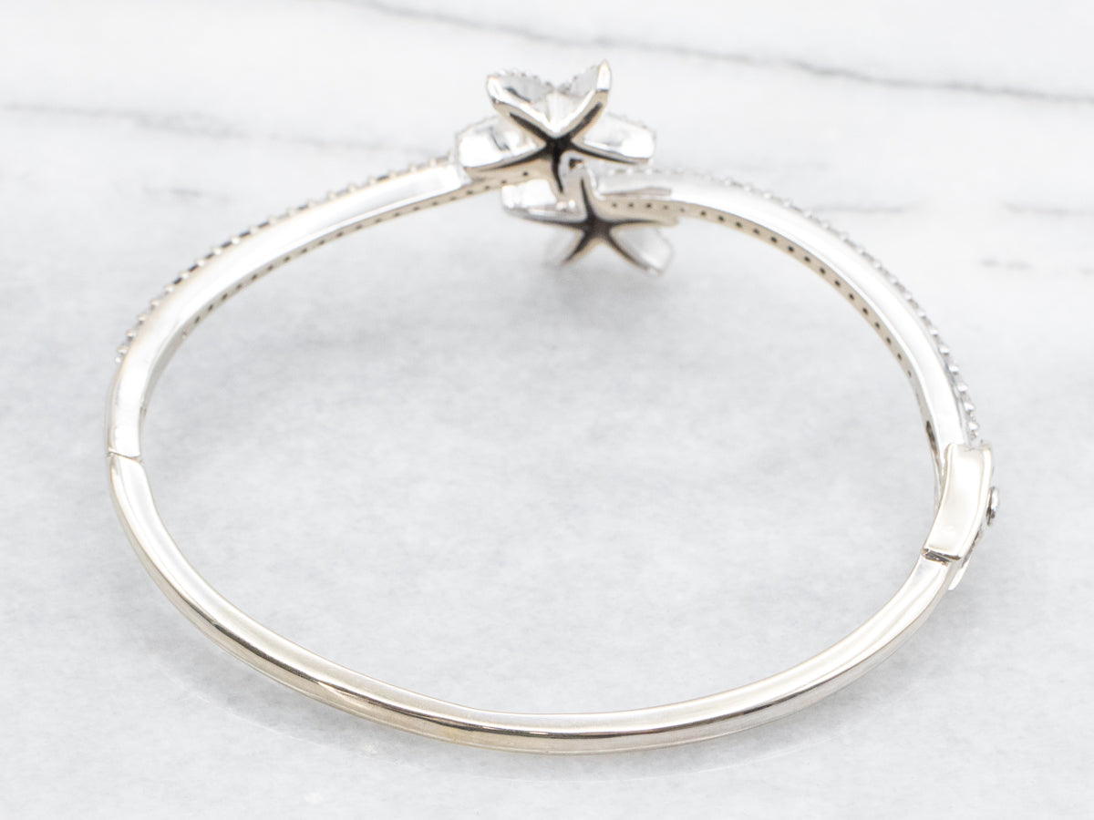 Diamond Starfish Bypass Bangle Bracelet