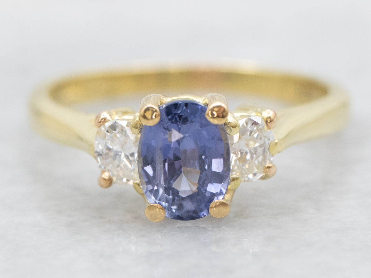 Modern Sapphire and Diamond Engagement Ring