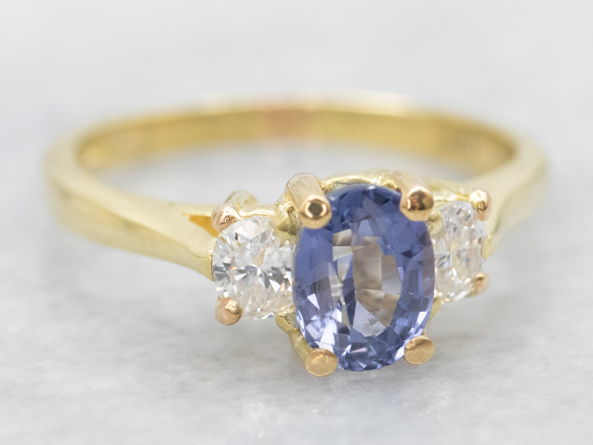 Modern Sapphire and Diamond Engagement Ring