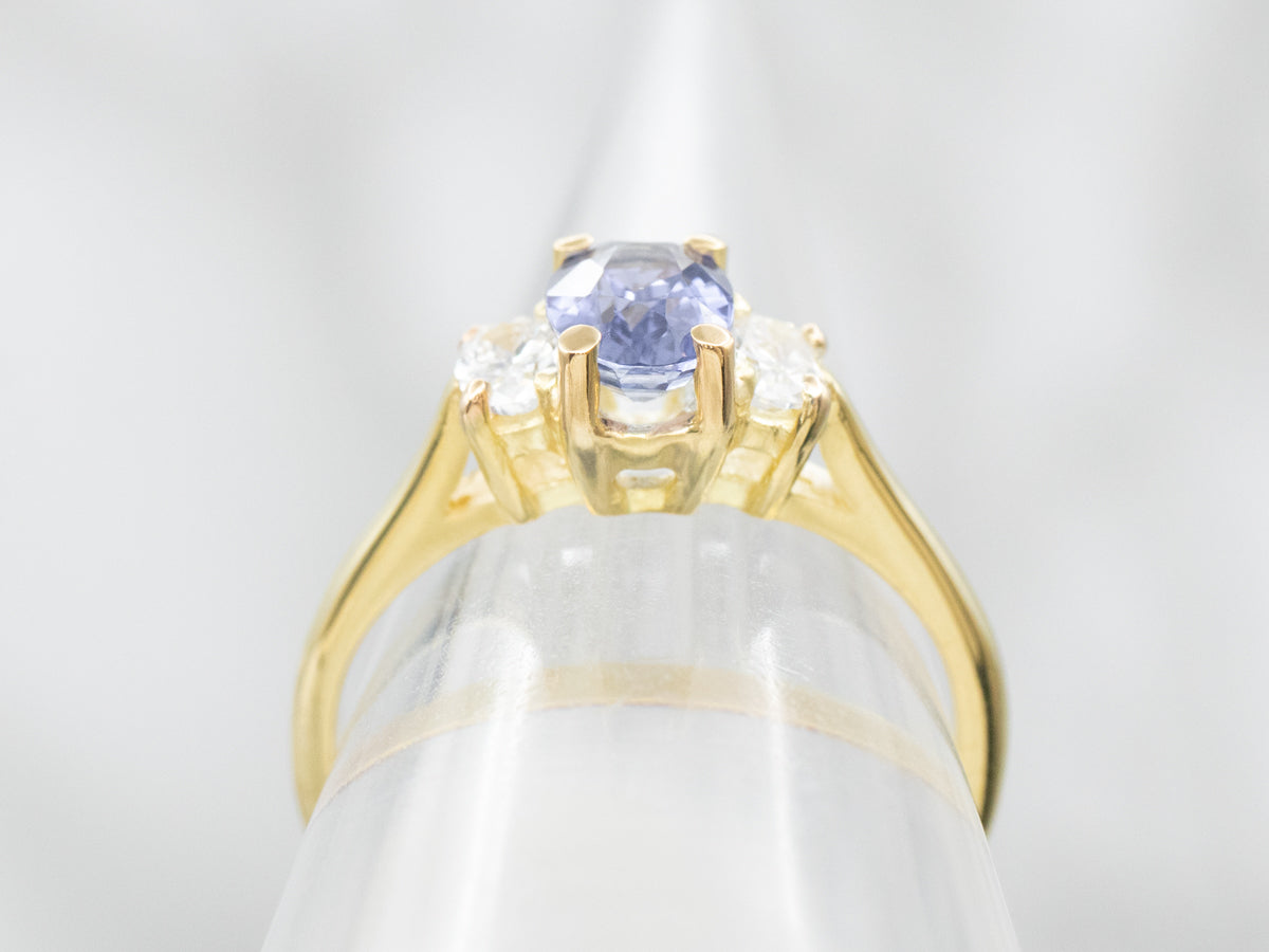 Modern Sapphire and Diamond Engagement Ring