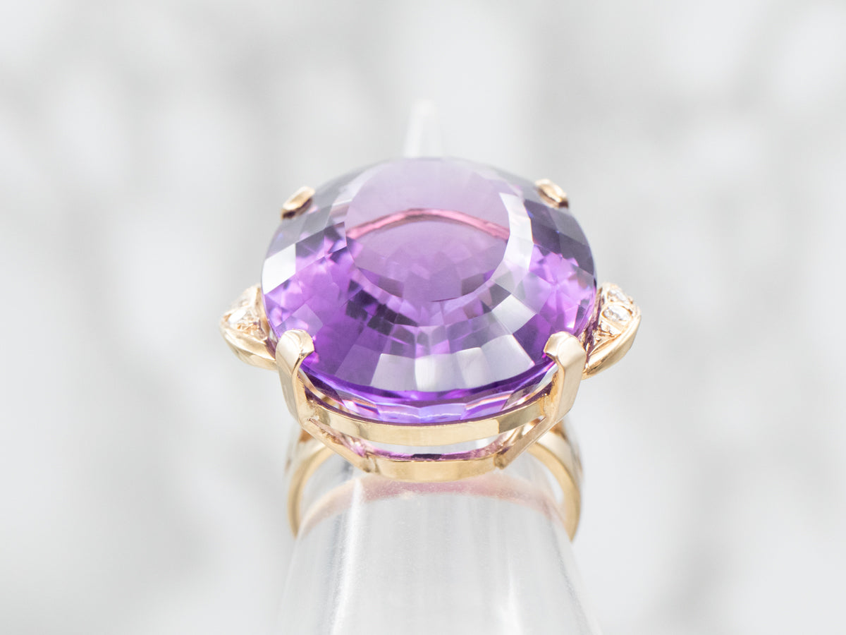 Bold Fancy-Cut Amethyst and Diamond Cocktail Ring