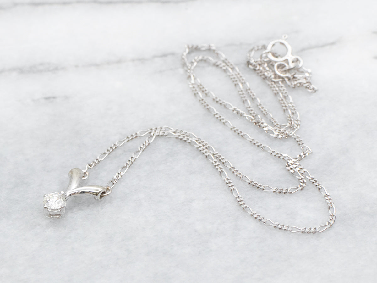 White Gold Figaro Necklace with Diamond Pendant