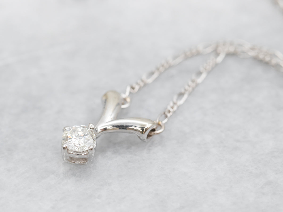 White Gold Figaro Necklace with Diamond Pendant