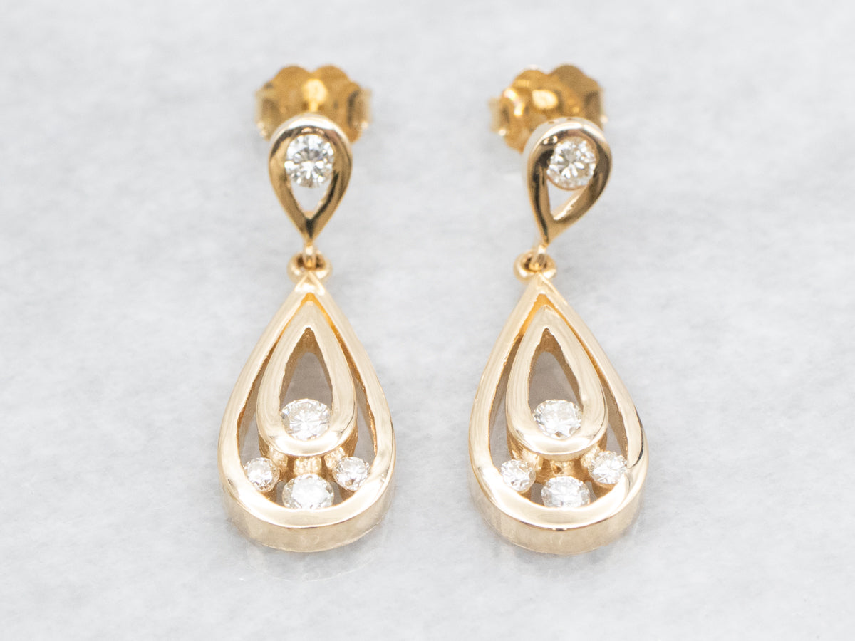 Teardrop Shaped Diamond Drop Earrings