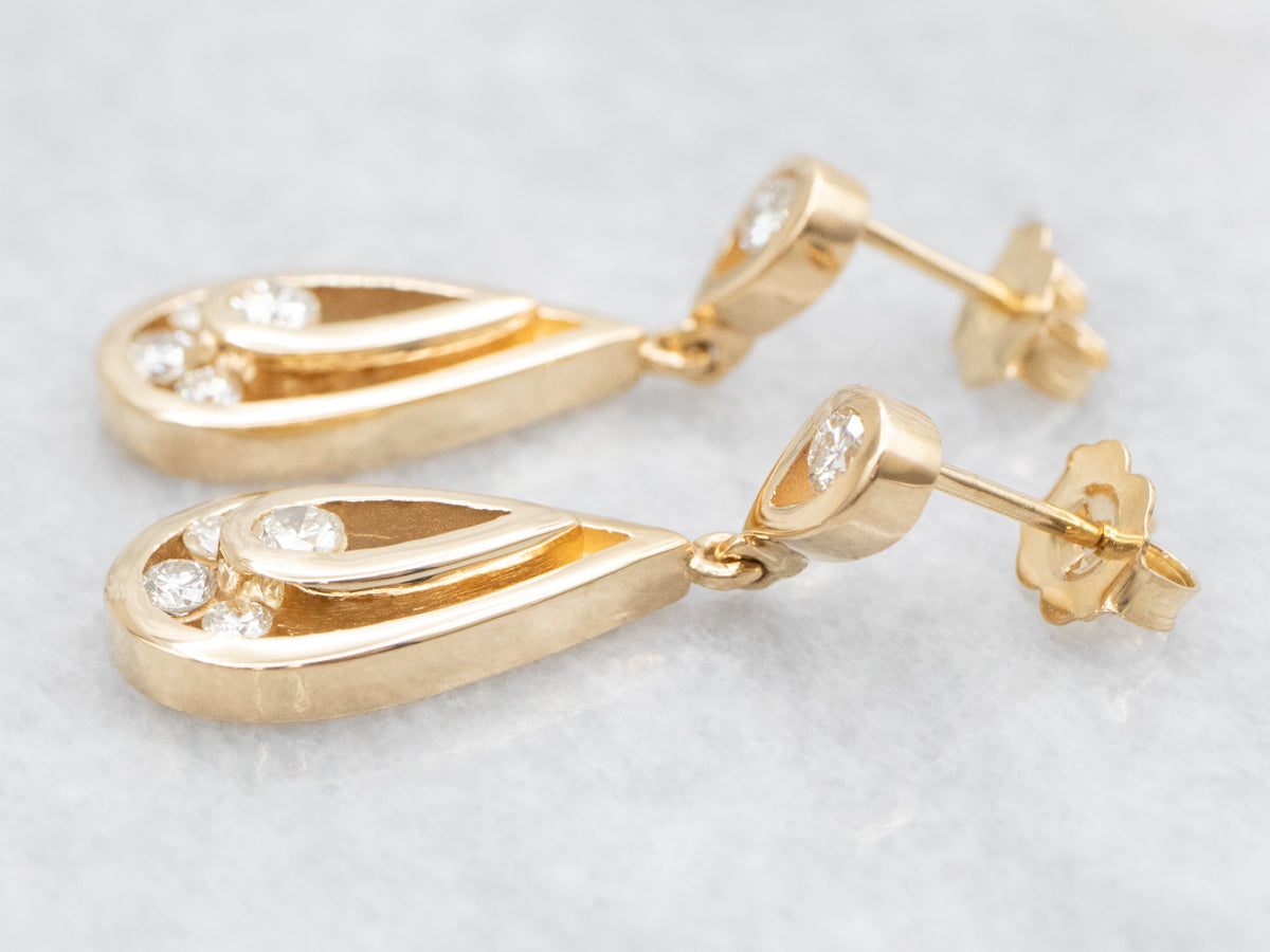 Teardrop Shaped Diamond Drop Earrings