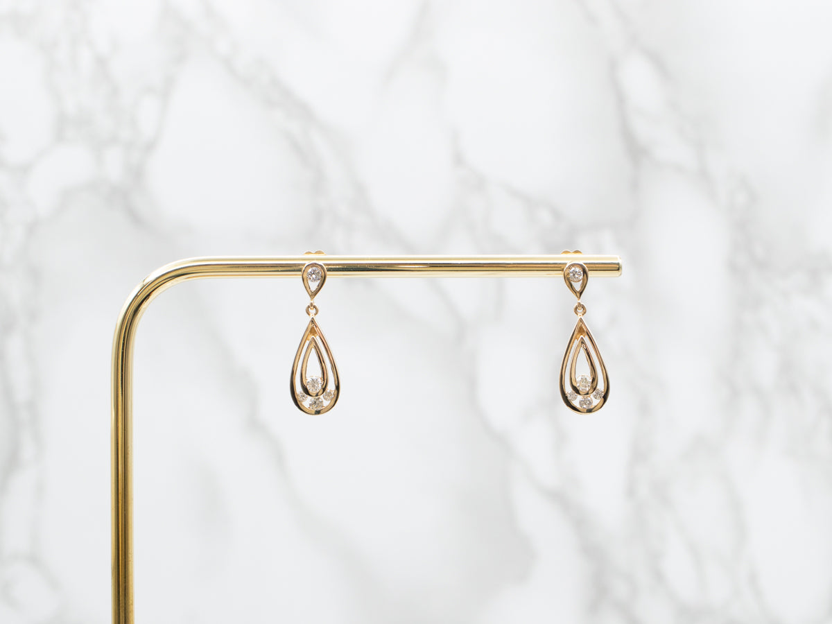 Teardrop Shaped Diamond Drop Earrings