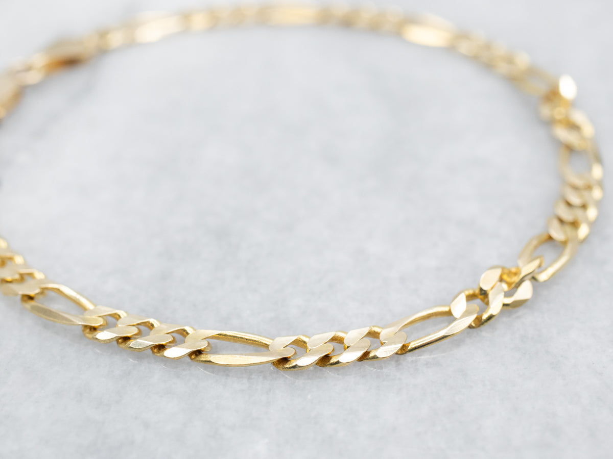 Yellow Gold Figaro Chain Bracelet with Lobster Clasp