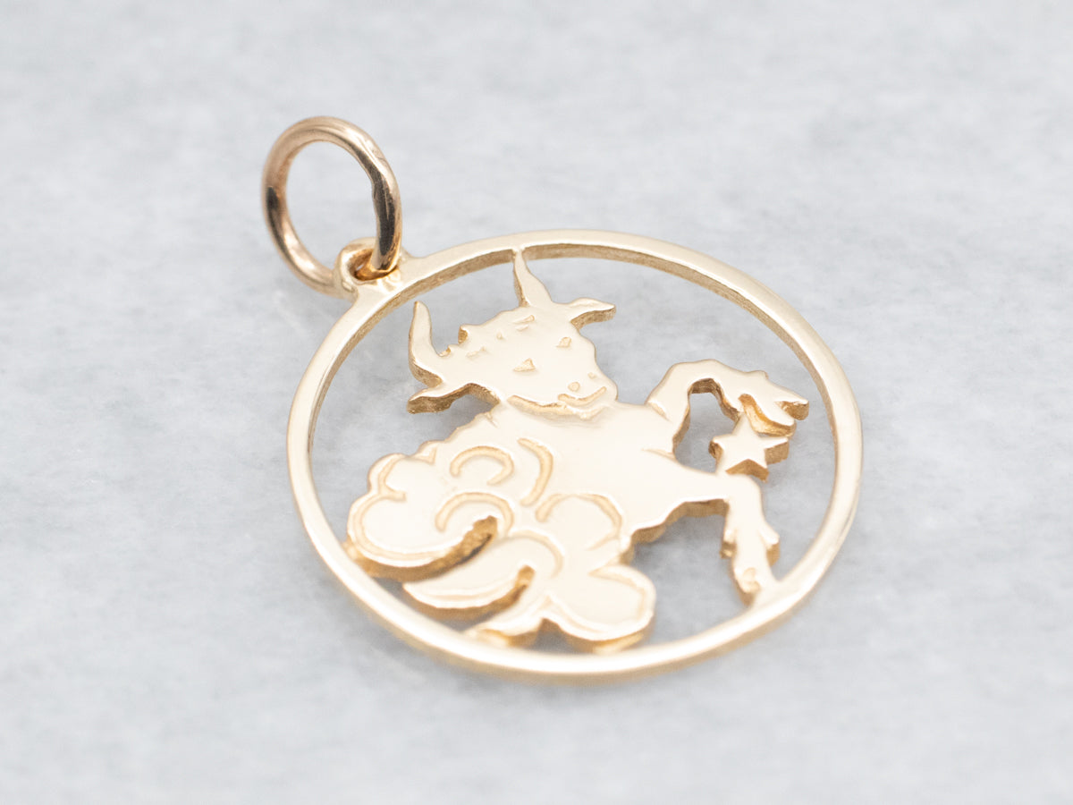 Vintage Gold Taurus the Bull Zodiac Pendant