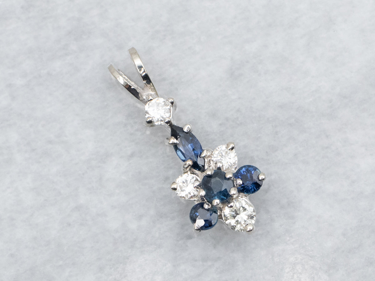 White Gold Sapphire and Diamond Pendant