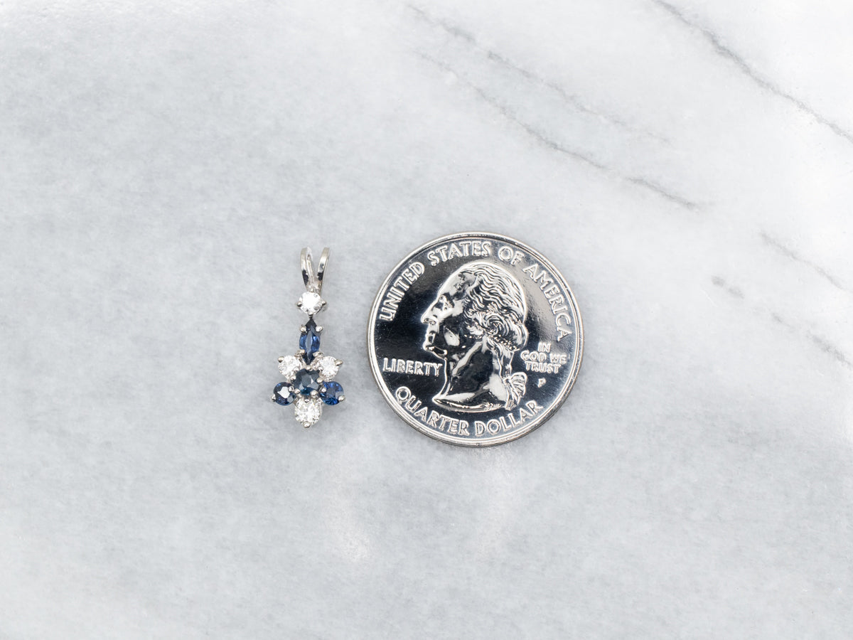 White Gold Sapphire and Diamond Pendant