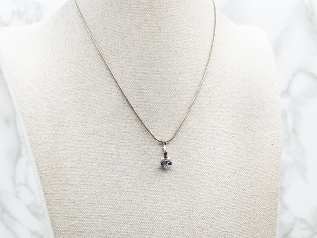 White Gold Sapphire and Diamond Pendant