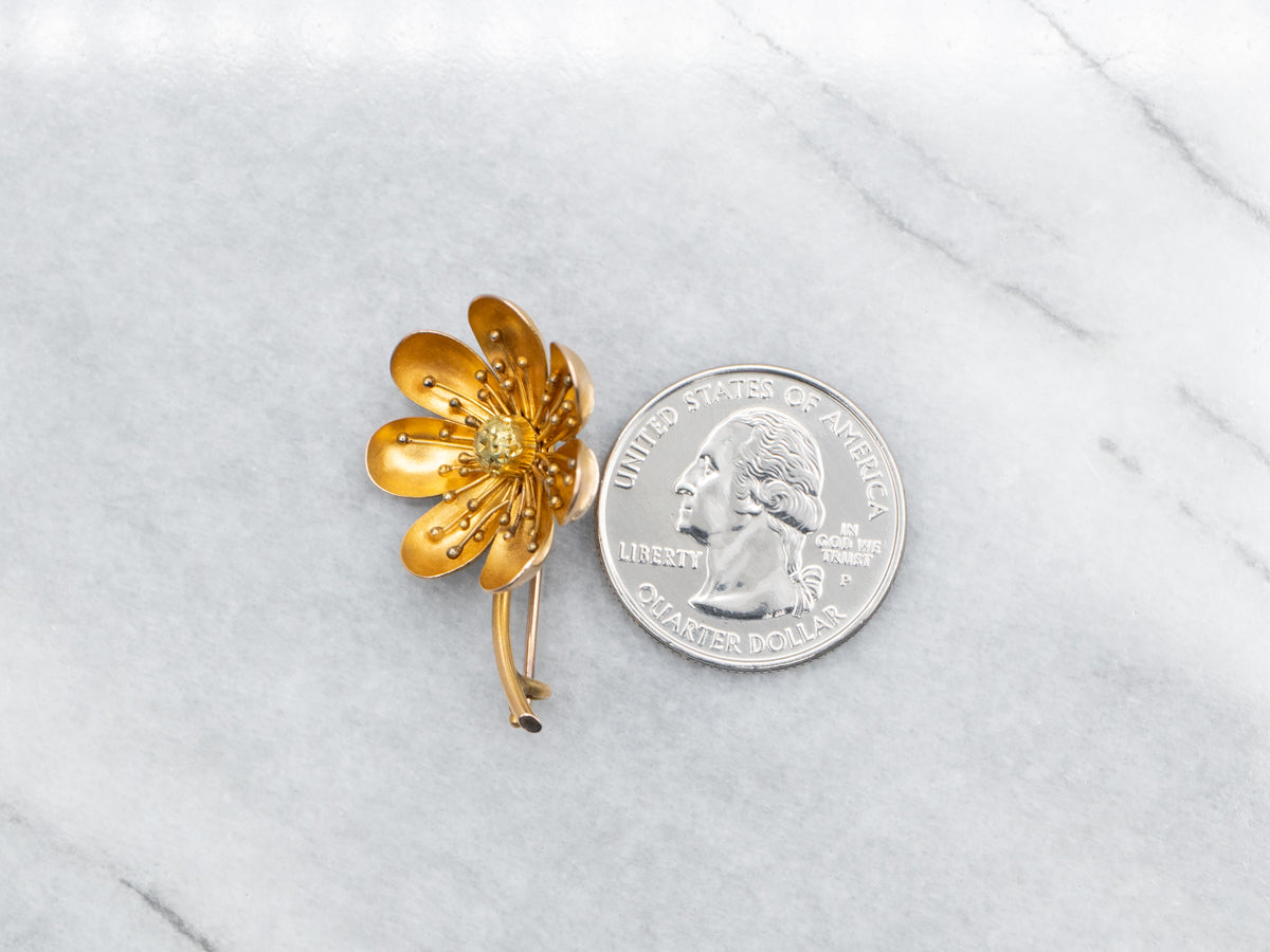 Vintage Gold Flower Brooch