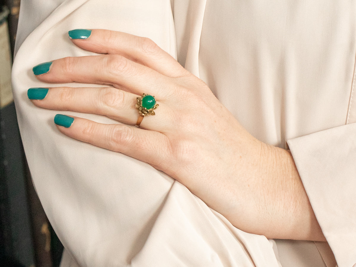 Botanical Green Onyx Solitaire Ring