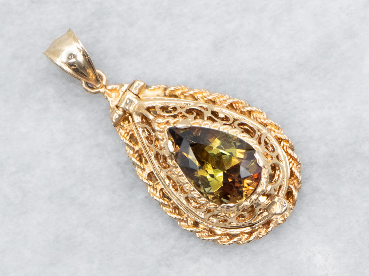 Yellow Gold Andalusite Solitaire Opening Pendant